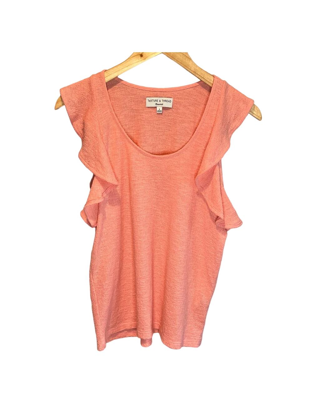 Madewell Texture & Thread Ruffle Sleeve Tank-Top - size Small